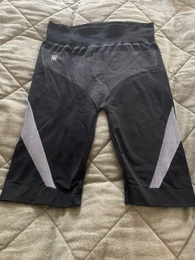 Wolford Black Athletic Compression Shorts with Gray Accents